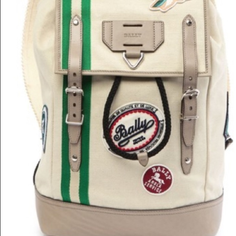Bally Embroidered Patch Canvas Backpack
